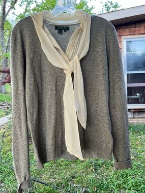 Ralph Lauren Silk/Cashmere Blend Sweater with Cream Scarf